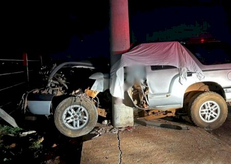 Casal morre e criança fica ferida após caminhonete atingir poste