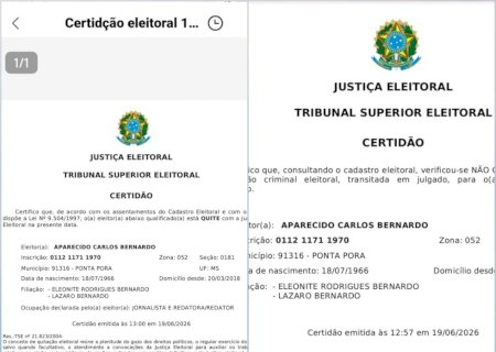 Carlos Bernardo obtém certidões de quitação e de 'nada consta' criminal eleitoral junto ao TSE