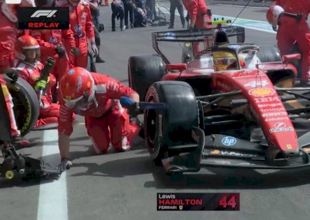 Hamilton atropela mecânico em pit stop, e Ferrari é multada em R$ 175 mil; veja
